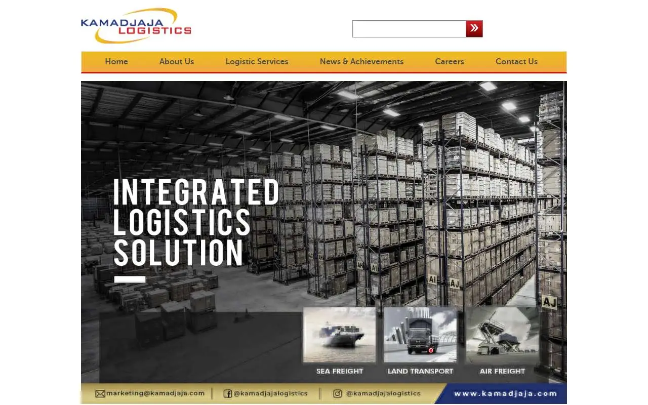 Tampilan website resmi Kamadjaja Logistics (kamadjaja.com)