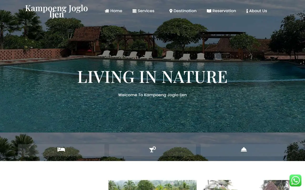 Tampilan website resmi Kampoeng Joglo Ijen Banyuwangi (kampoeng-joglo-ijen.com)