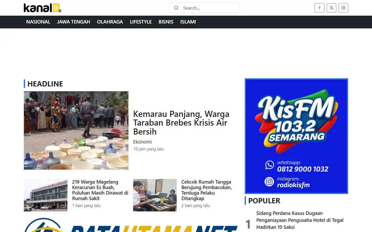 Tampilan website resmi Kanal9 (kanal9.id)