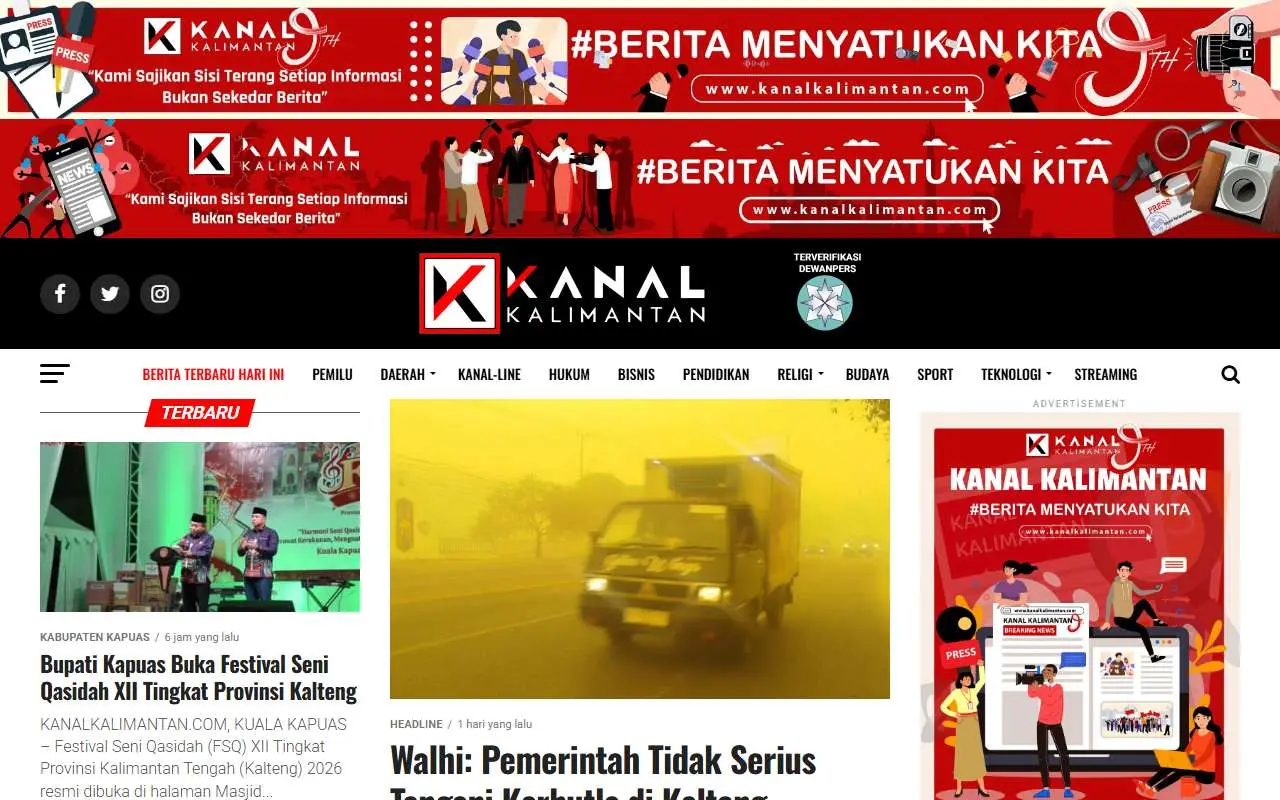 Tampilan website resmi Kanal Kalimantan (kanalkalimantan.com)