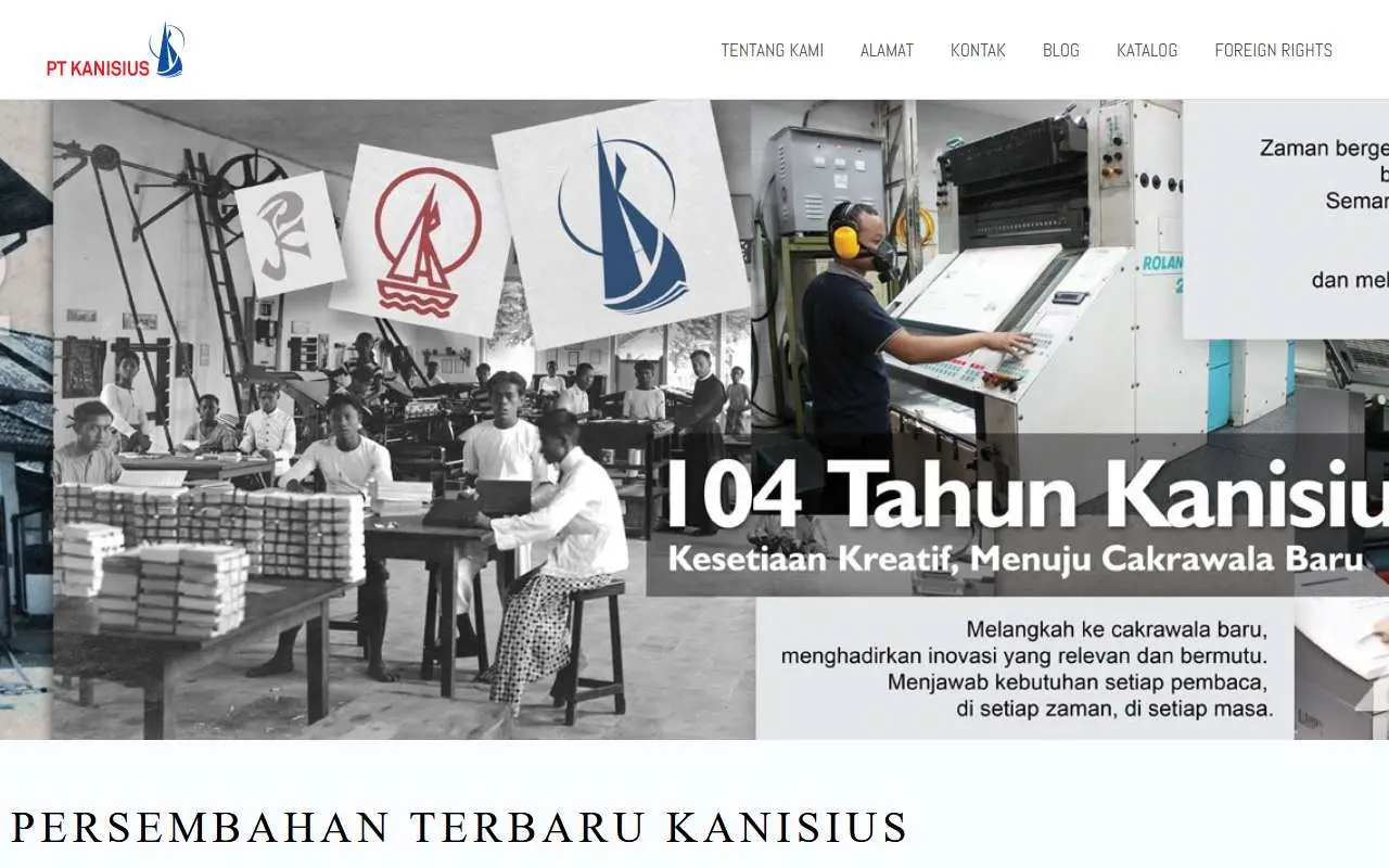 Tampilan website resmi Kanisius (kanisiusmedia.co.id)