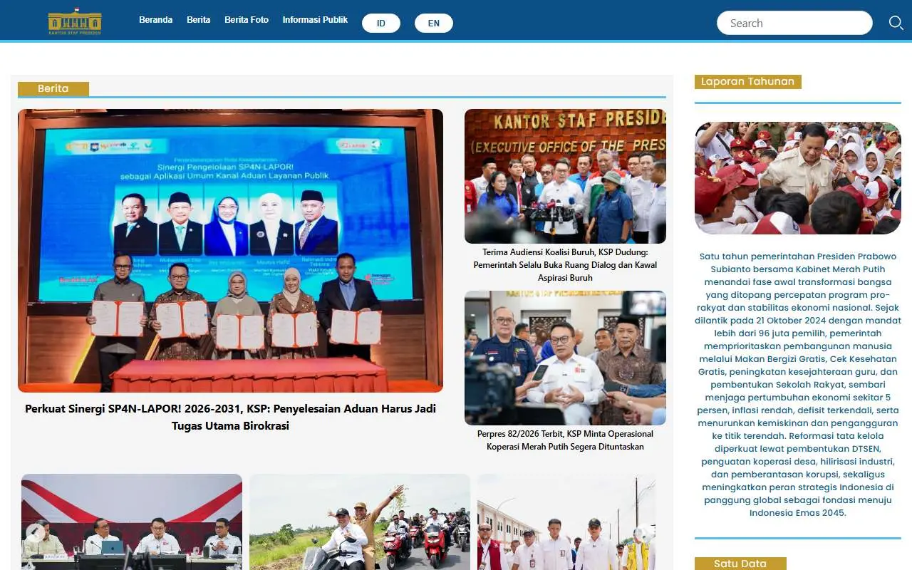 Tampilan website resmi Kantor Staf Presiden (ksp.go.id)