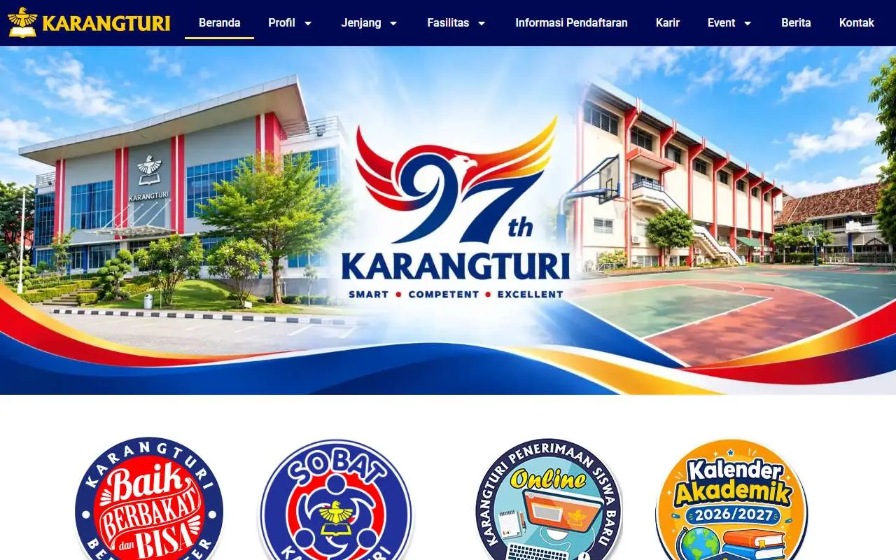 Tampilan website resmi Sekolah Karangturi (karangturi.sch.id)