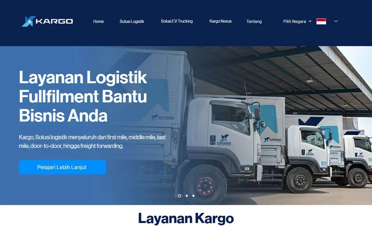 Tampilan website resmi Kargo Technologies (kargo.tech)
