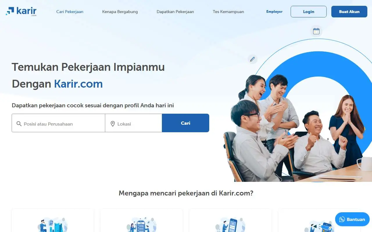 Tampilan website resmi Karir.com (karir.com)