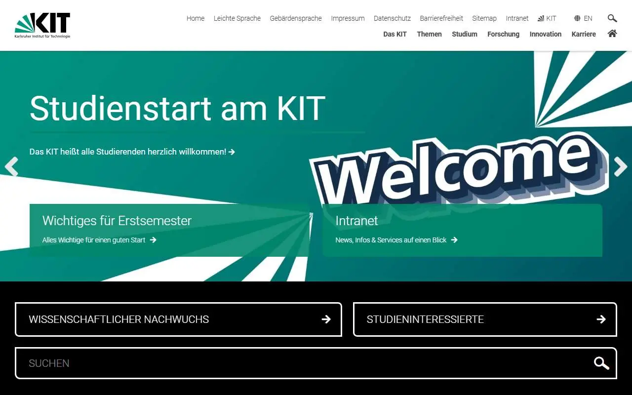 Tampilan website resmi Institut Teknologi Karlsruhe (kit.edu)