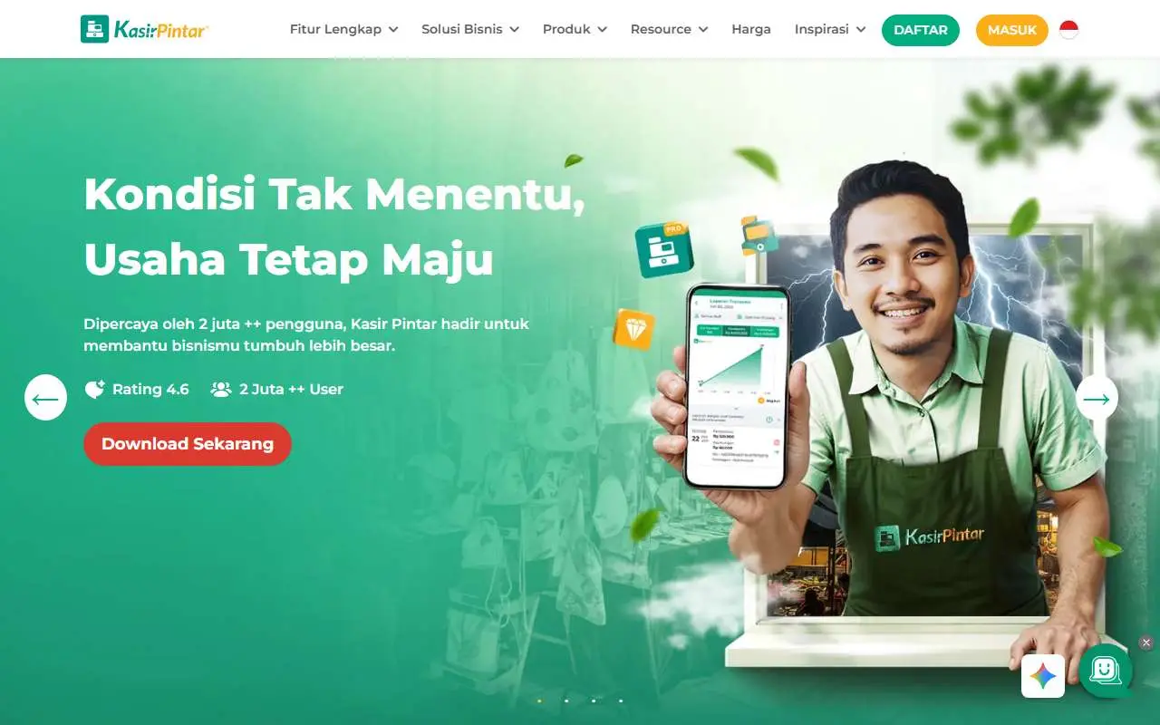 Tampilan website resmi Kasir Pintar (kasirpintar.co.id)