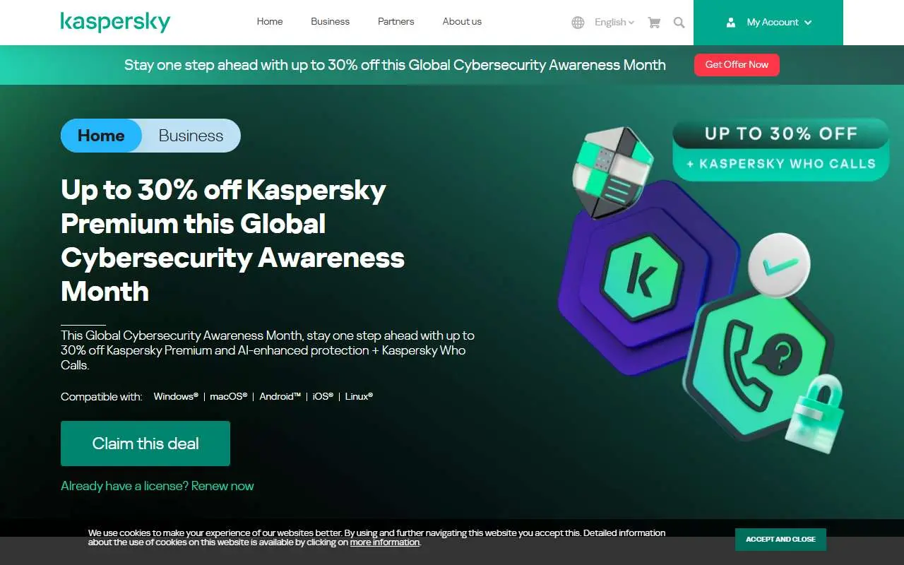 Tampilan website resmi Kaspersky (kaspersky.com)