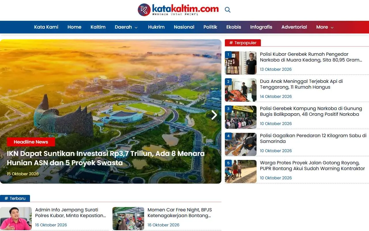Tampilan website resmi Katakaltim (katakaltim.com)