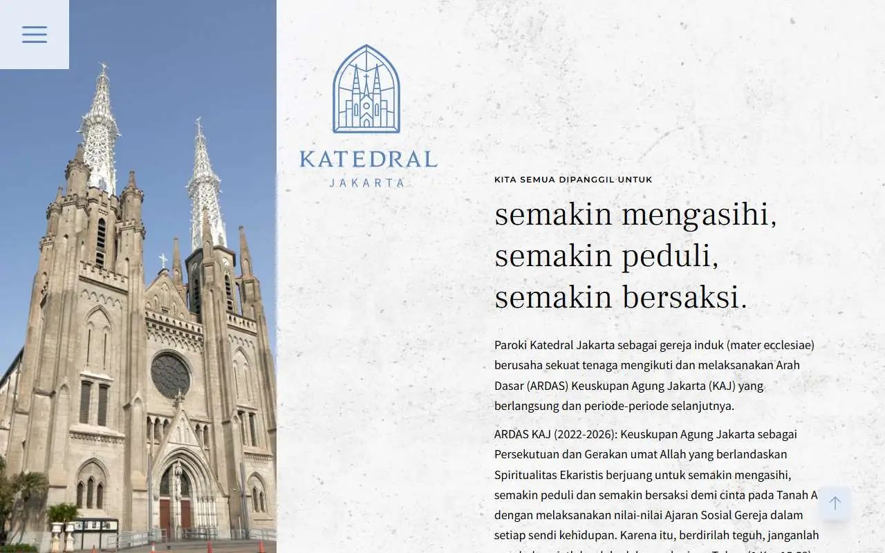 Tampilan website resmi Katedral Jakarta (katedraljakarta.or.id)