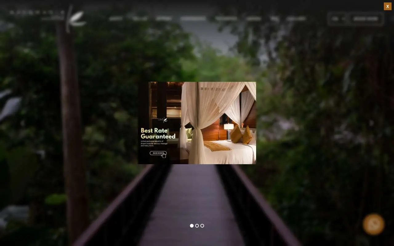 Tampilan website resmi Kayumanis Ubud Private Villa & SPA (kayumanisubud.com)