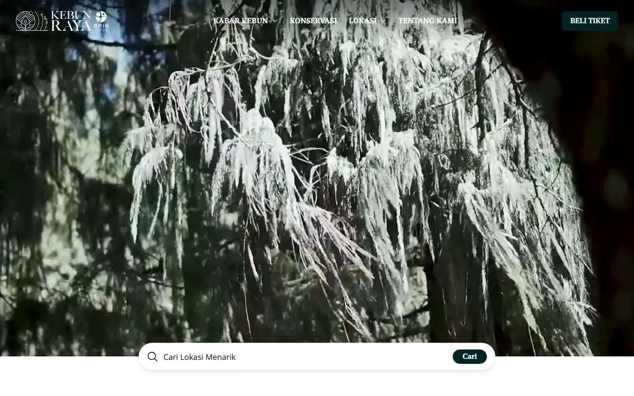 Tampilan website resmi Kebun Raya Bogor (kebunraya.id)