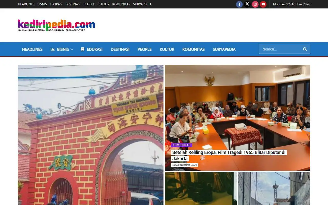Tampilan website resmi Kediripedia.com (kediripedia.com)