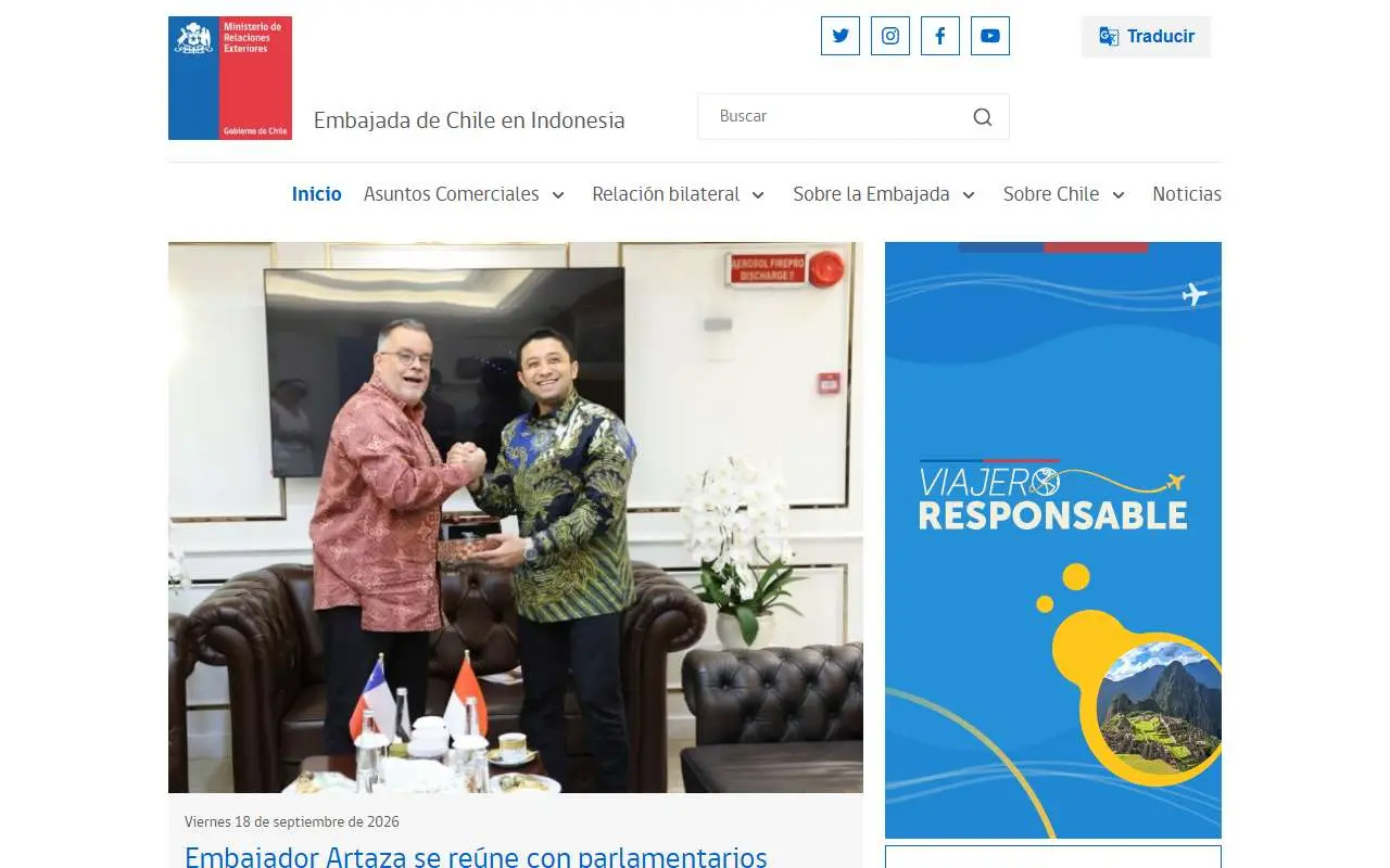 Tampilan website resmi Kedutaan Besar Chili di Jakarta (chile.gob.cl)