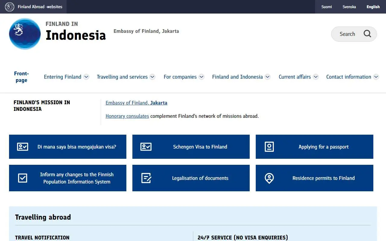 Tampilan website resmi Kedutaan Besar Finlandia di Jakarta (finlandabroad.fi)