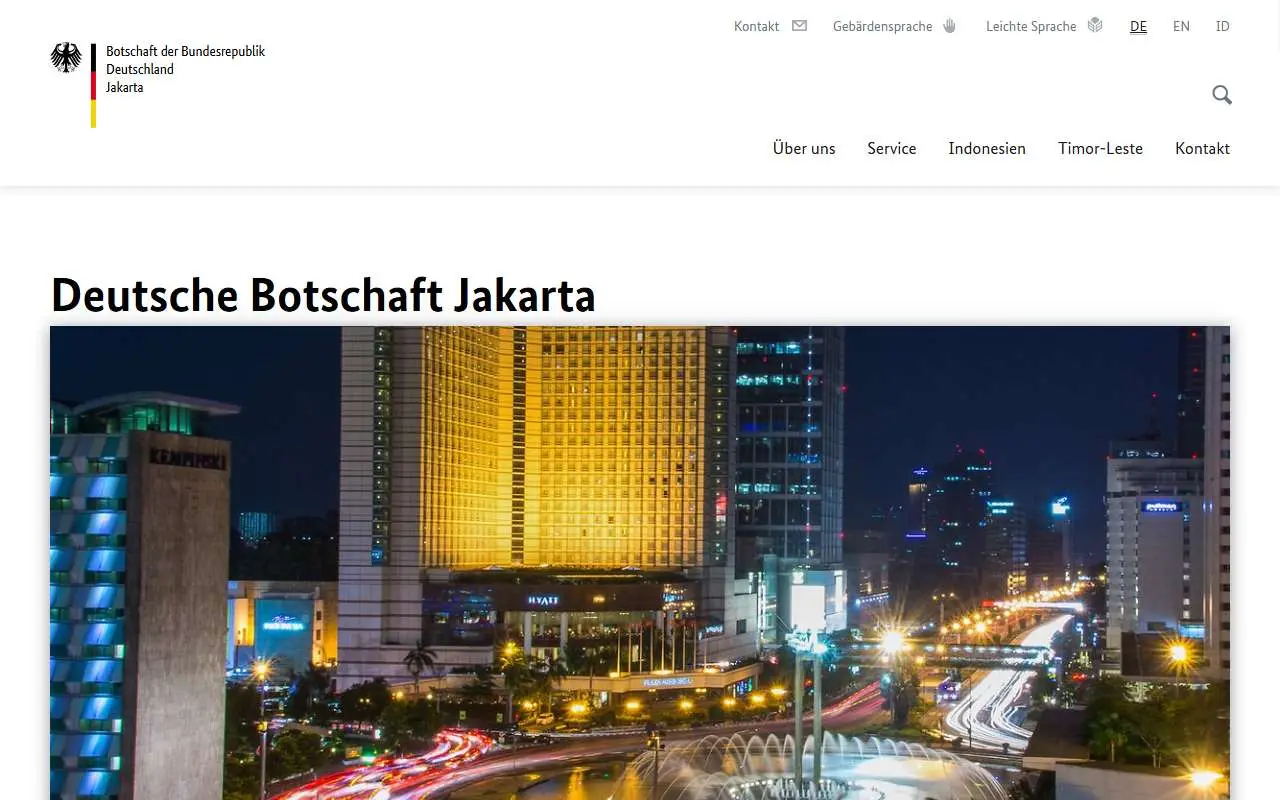 Tampilan website resmi Kedutaan Besar Jerman di Jakarta (jakarta.diplo.de)