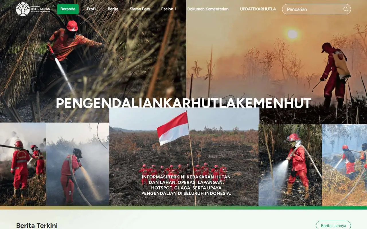 Tampilan website resmi Kementerian Kehutanan (kehutanan.go.id)