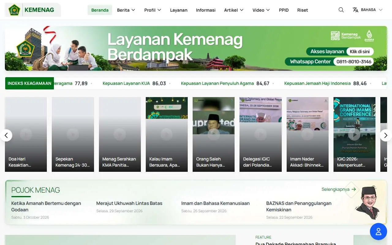 Tampilan website resmi Kementerian Agama (kemenag.go.id)