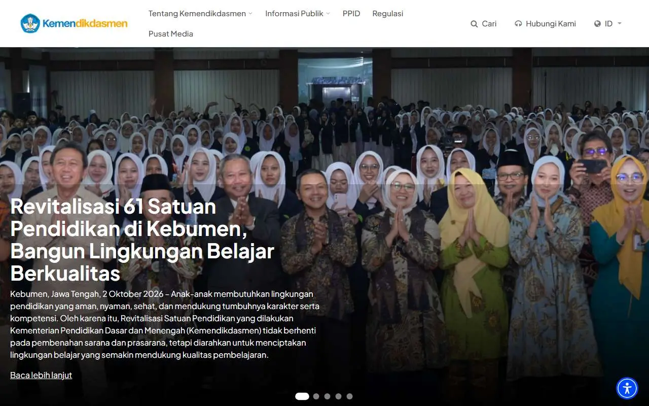 Tampilan website resmi Kemendikdasmen (kemendikdasmen.go.id)