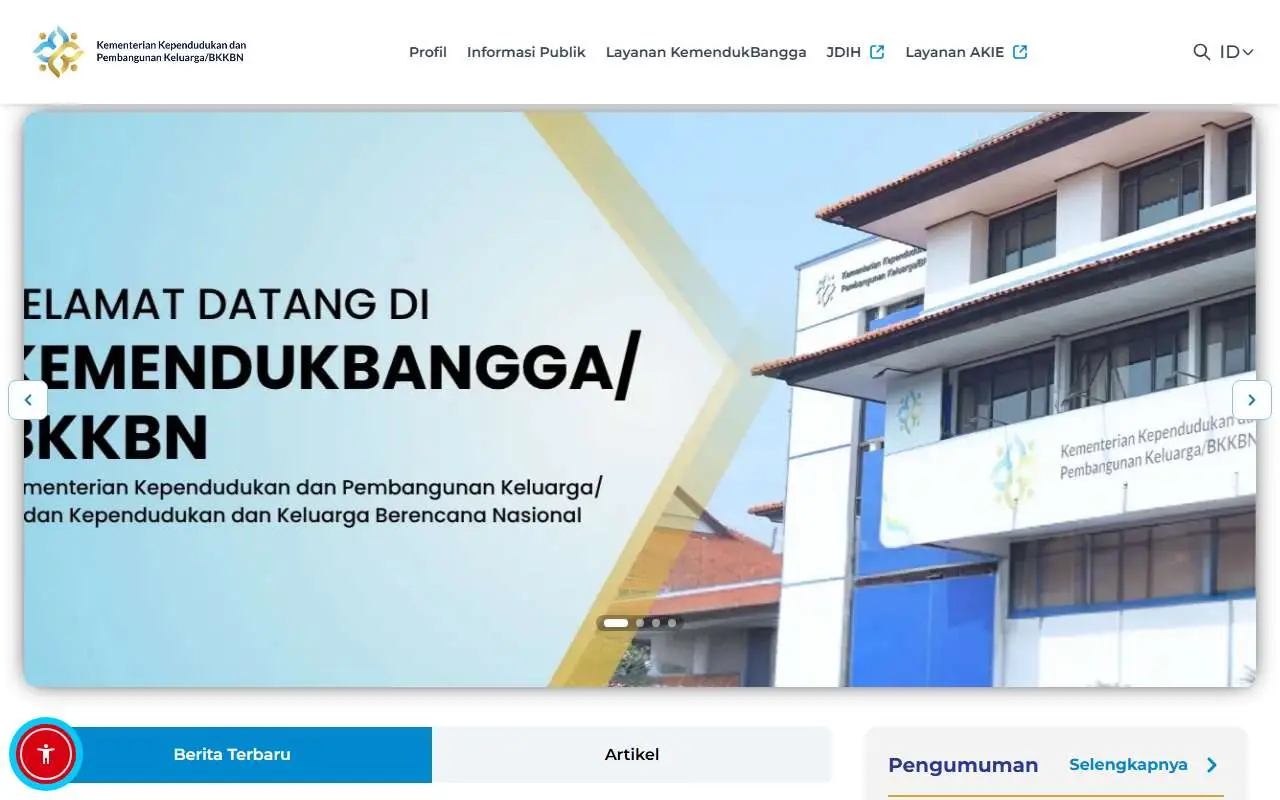 Tampilan website resmi Kemendukbangga (BKKBN) (kemendukbangga.go.id)