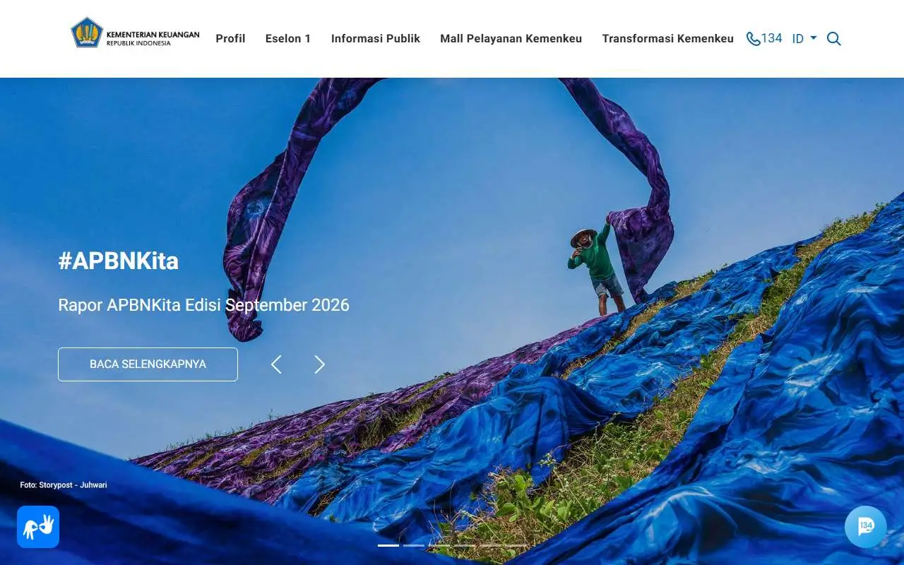 Tampilan website resmi Kementerian Keuangan (kemenkeu.go.id)