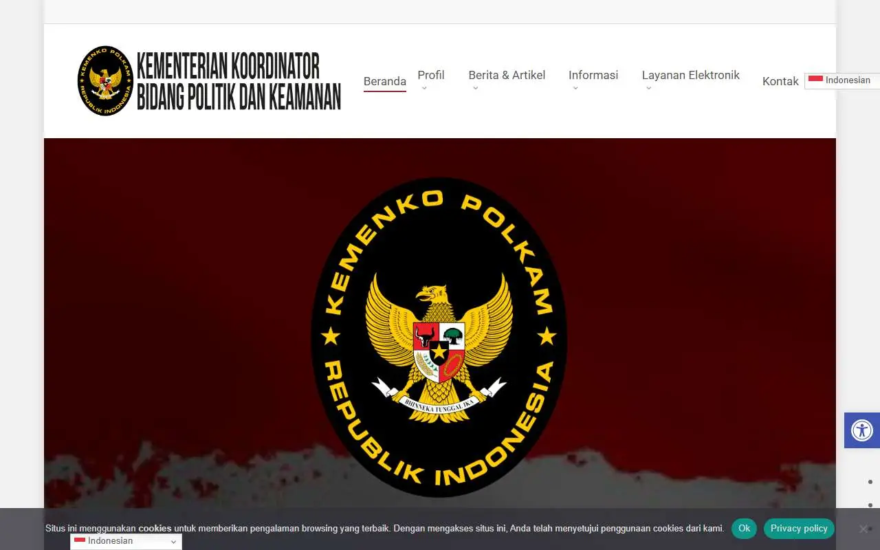 Tampilan website resmi Kemenko Polhukam (polkam.go.id)