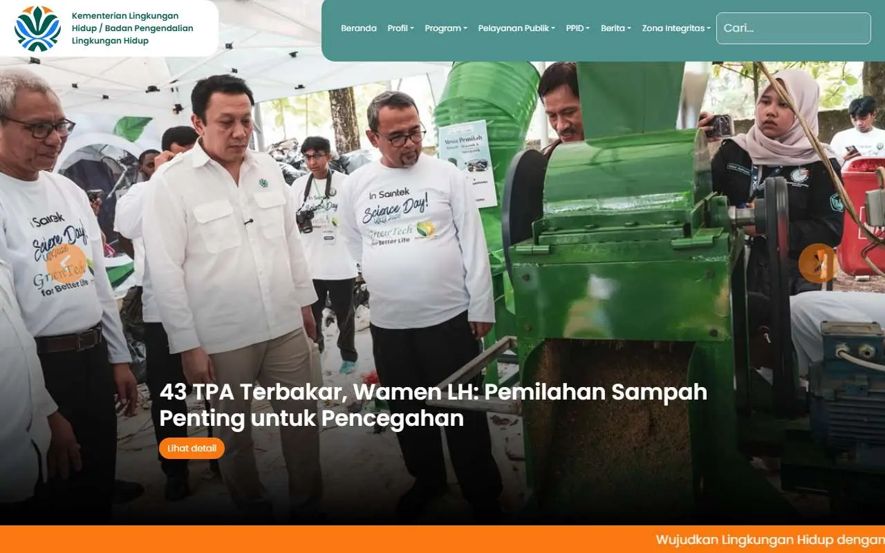 Tampilan website resmi Kementerian Lingkungan Hidup (kemenlh.go.id)