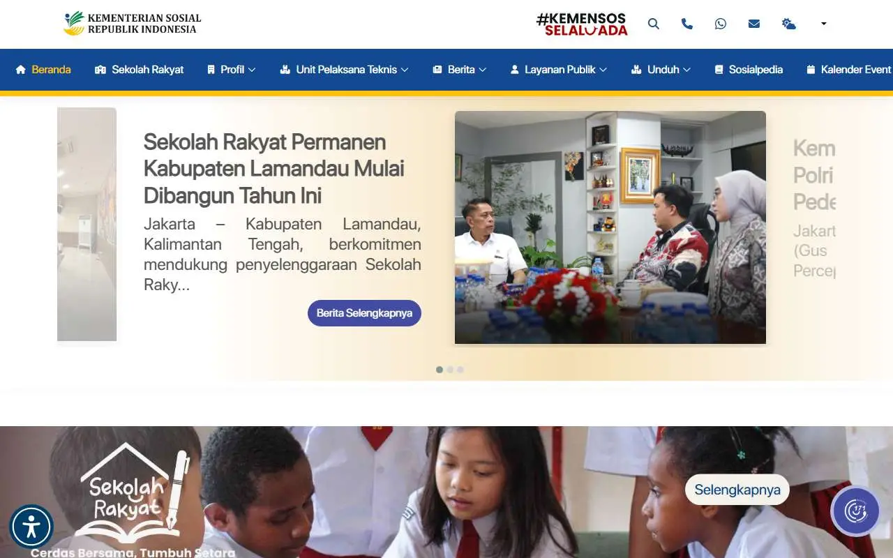 Tampilan website resmi Kementerian Sosial (kemensos.go.id)
