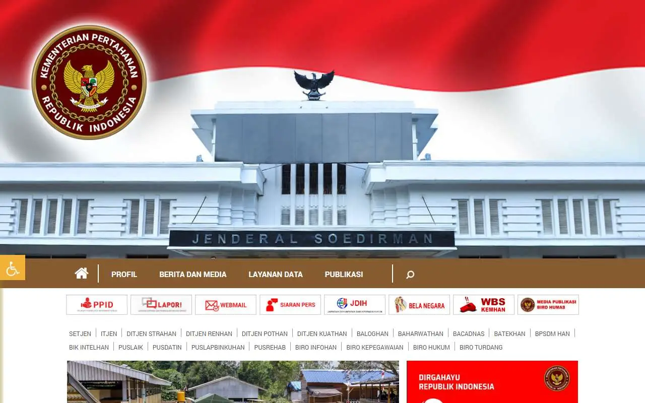 Tampilan website resmi Kementerian Pertahanan (kemhan.go.id)