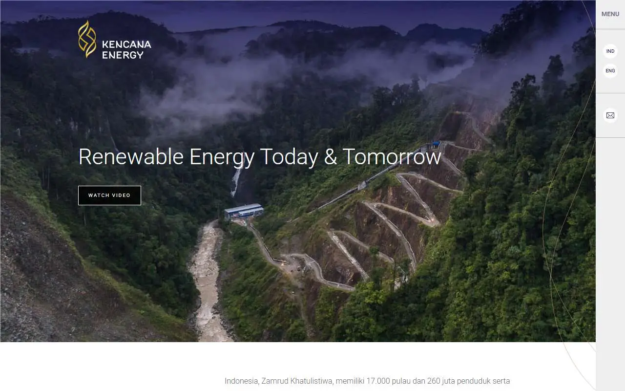 Tampilan website resmi Kencana Energi Lestari (kencanaenergy.com)