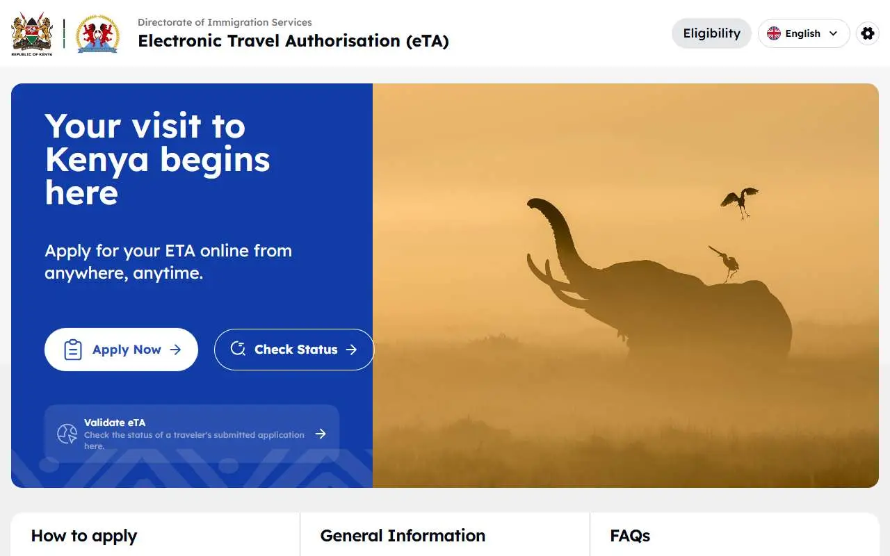 Tampilan website resmi Kenya eTA (etakenya.go.ke)