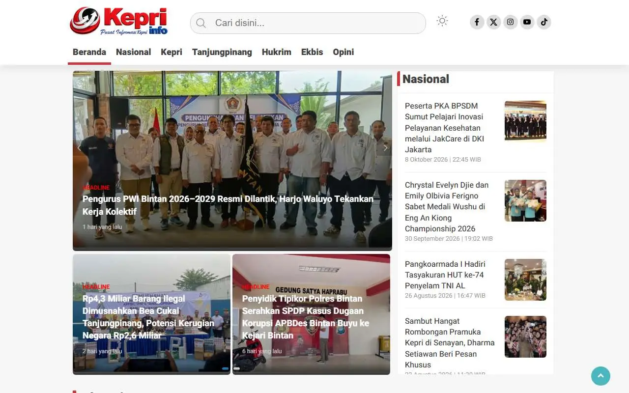 Tampilan website resmi Kepri Info (kepri.info)