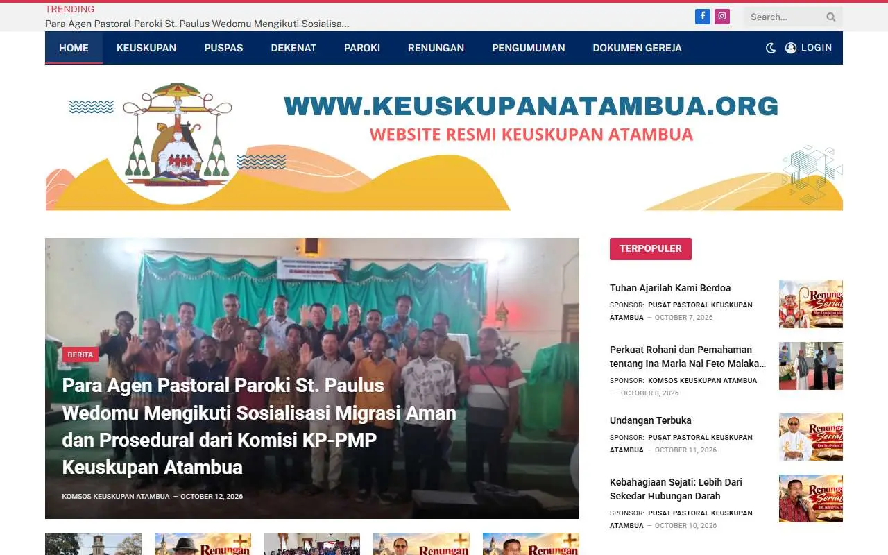 Tampilan website resmi Keuskupan Atambua (keuskupanatambua.org)