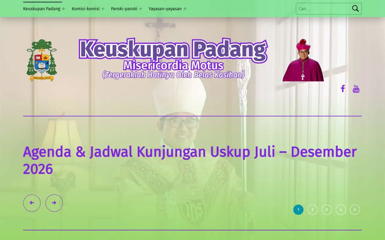 Tampilan website resmi Roman Catholic Diocese of Padang (keuskupanpadang.org)