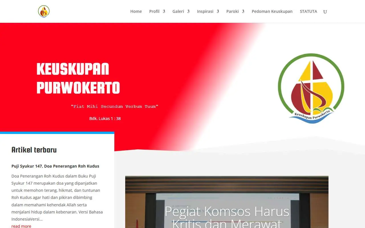 Tampilan website resmi Keuskupan Purwokerto (keuskupanpurwokerto.id)