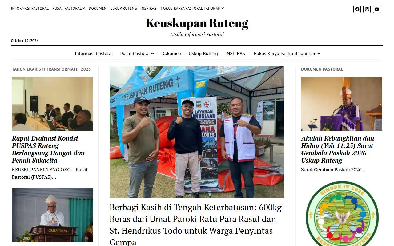 Tampilan website resmi Keuskupan Ruteng (keuskupanruteng.org)