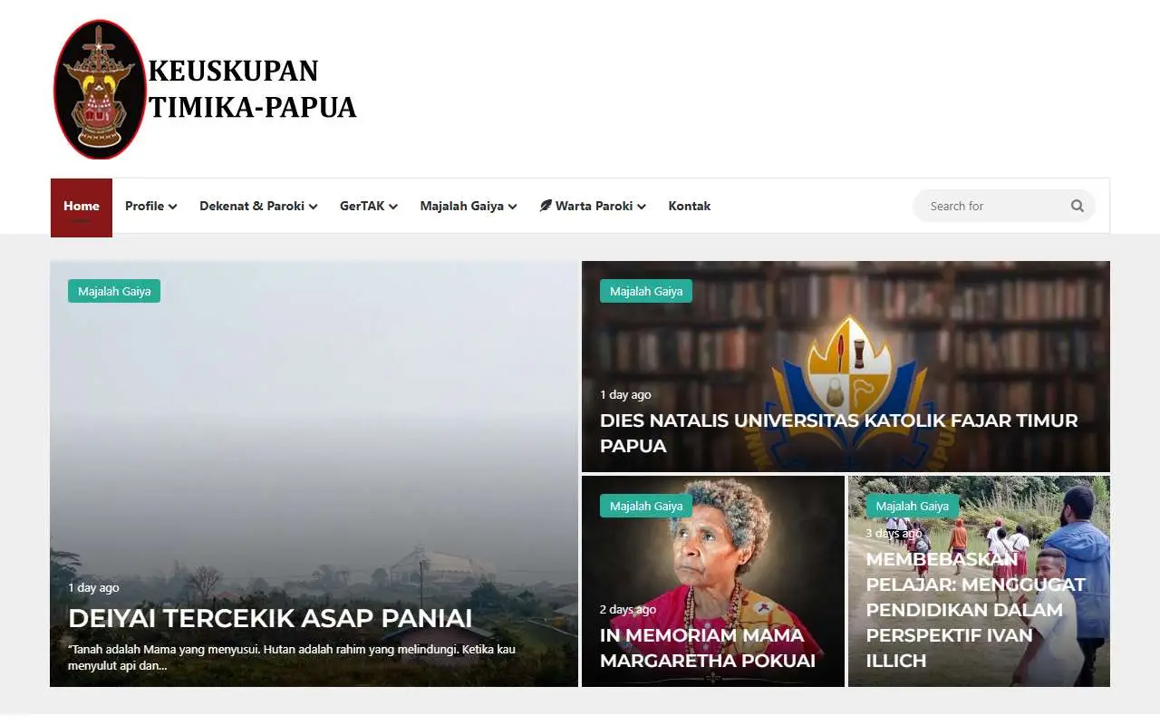 Tampilan website resmi Keuskupan Timika (keuskupantimika.org)
