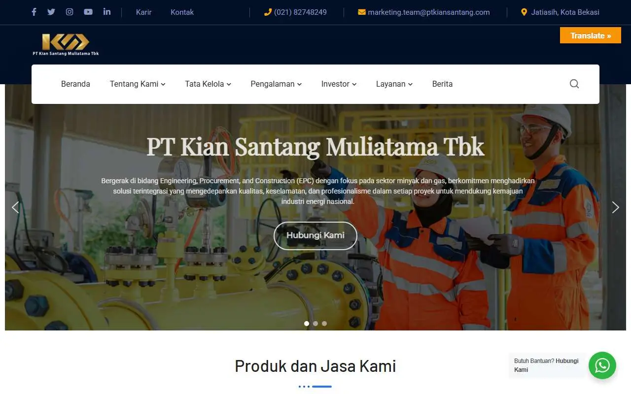 Tampilan website resmi Kian Santang Muliatama (kianmulia.com)