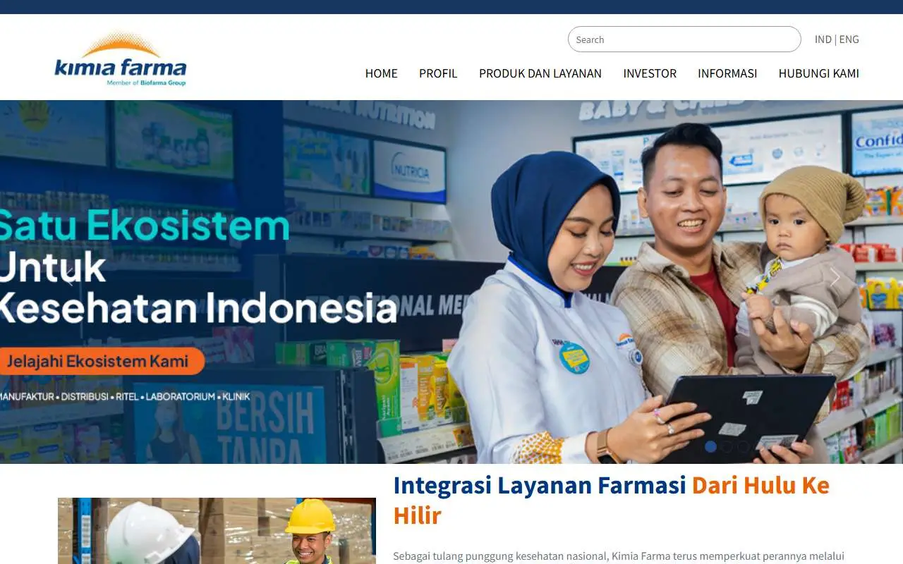 Tampilan website resmi Kimia Farma (kimiafarma.co.id)