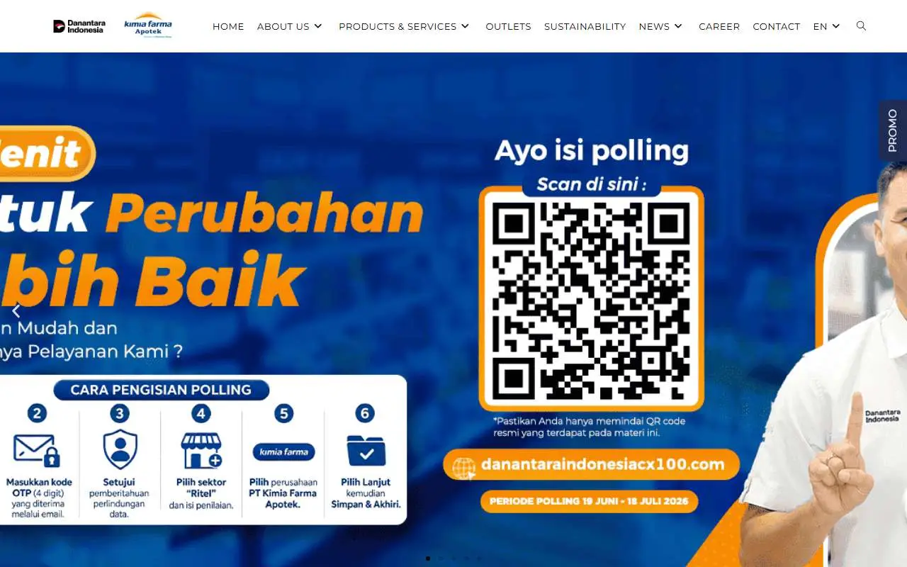 Tampilan website resmi Kimia Farma Apotek (kimiafarmaapotek.co.id)