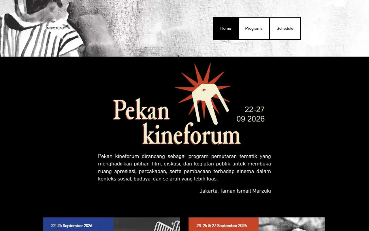 Tampilan website resmi Kineforum (kineforum.org)