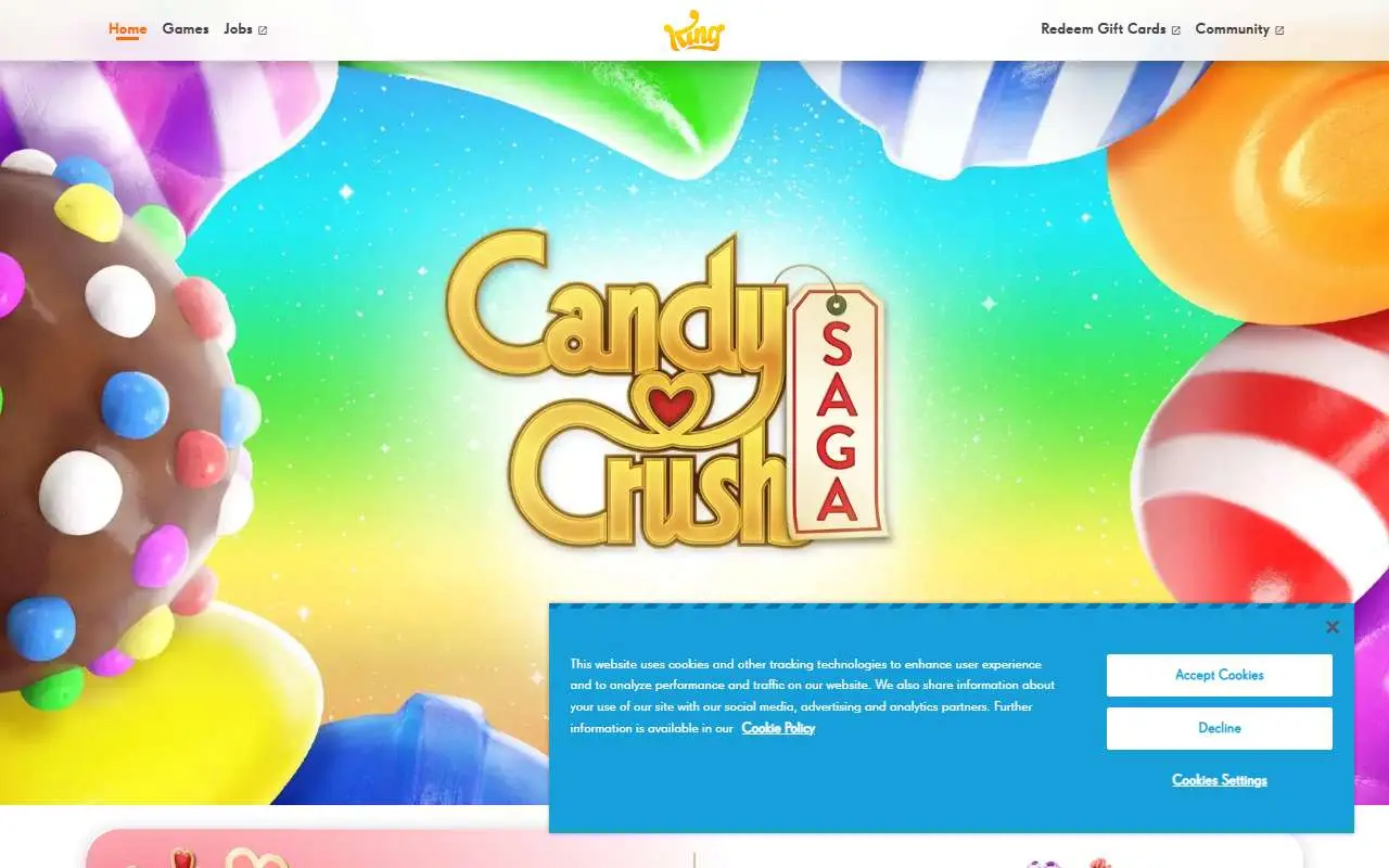 Tampilan website resmi King (king.com)