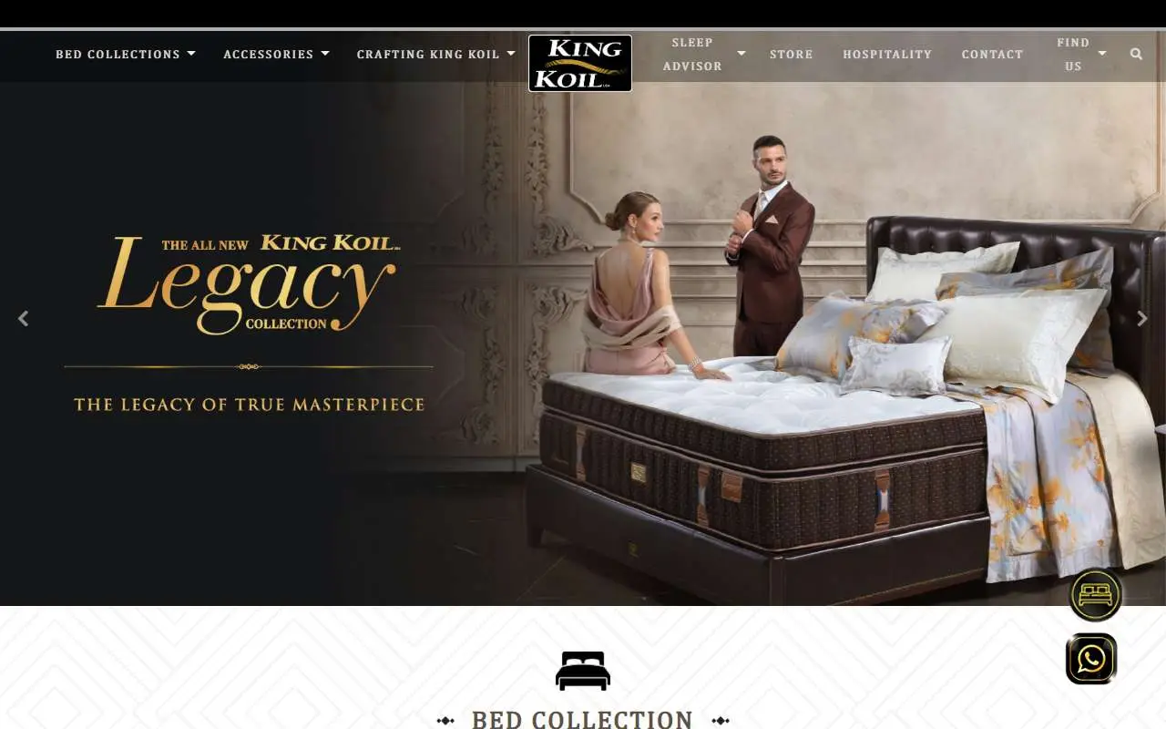 Tampilan website resmi King Koil Indonesia (kingkoil.id)