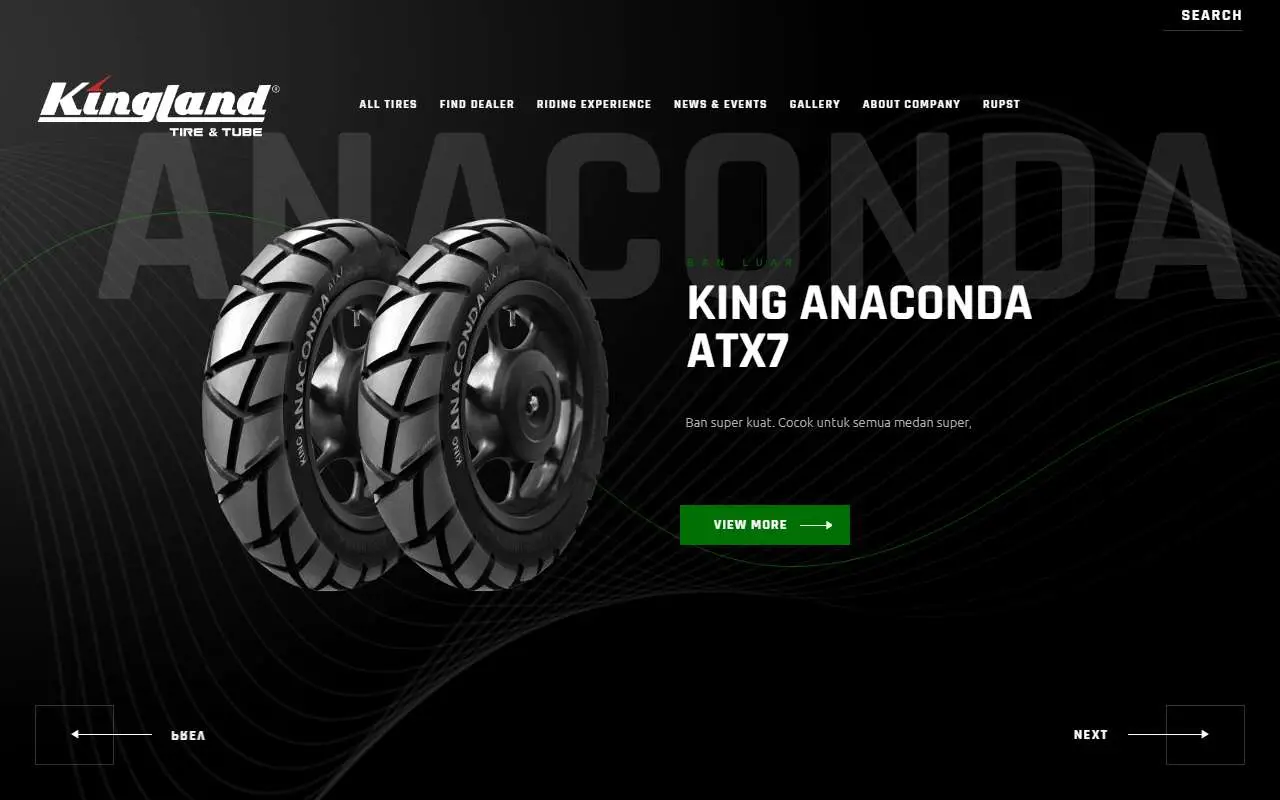 Tampilan website resmi King Tire Indonesia (kingland.co.id)