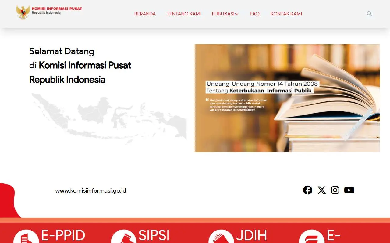 Tampilan website resmi Komisi Informasi Pusat (komisiinformasi.go.id)