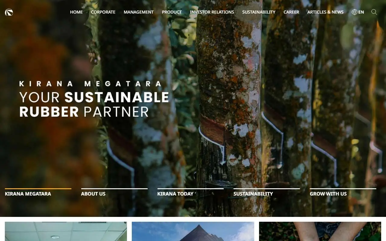 Tampilan website resmi Kirana Megatara (kiranamegatara.com)