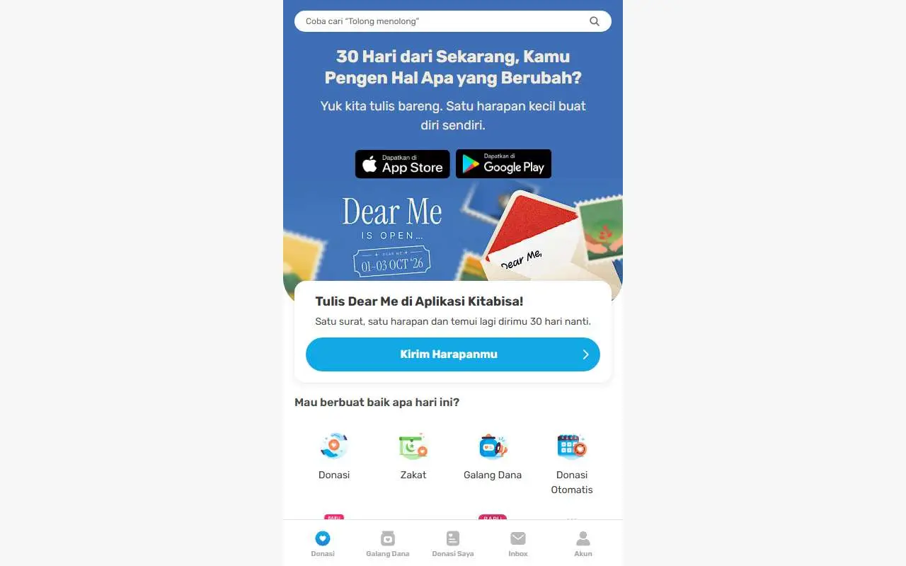 Tampilan website resmi Kitabisa (kitabisa.com)
