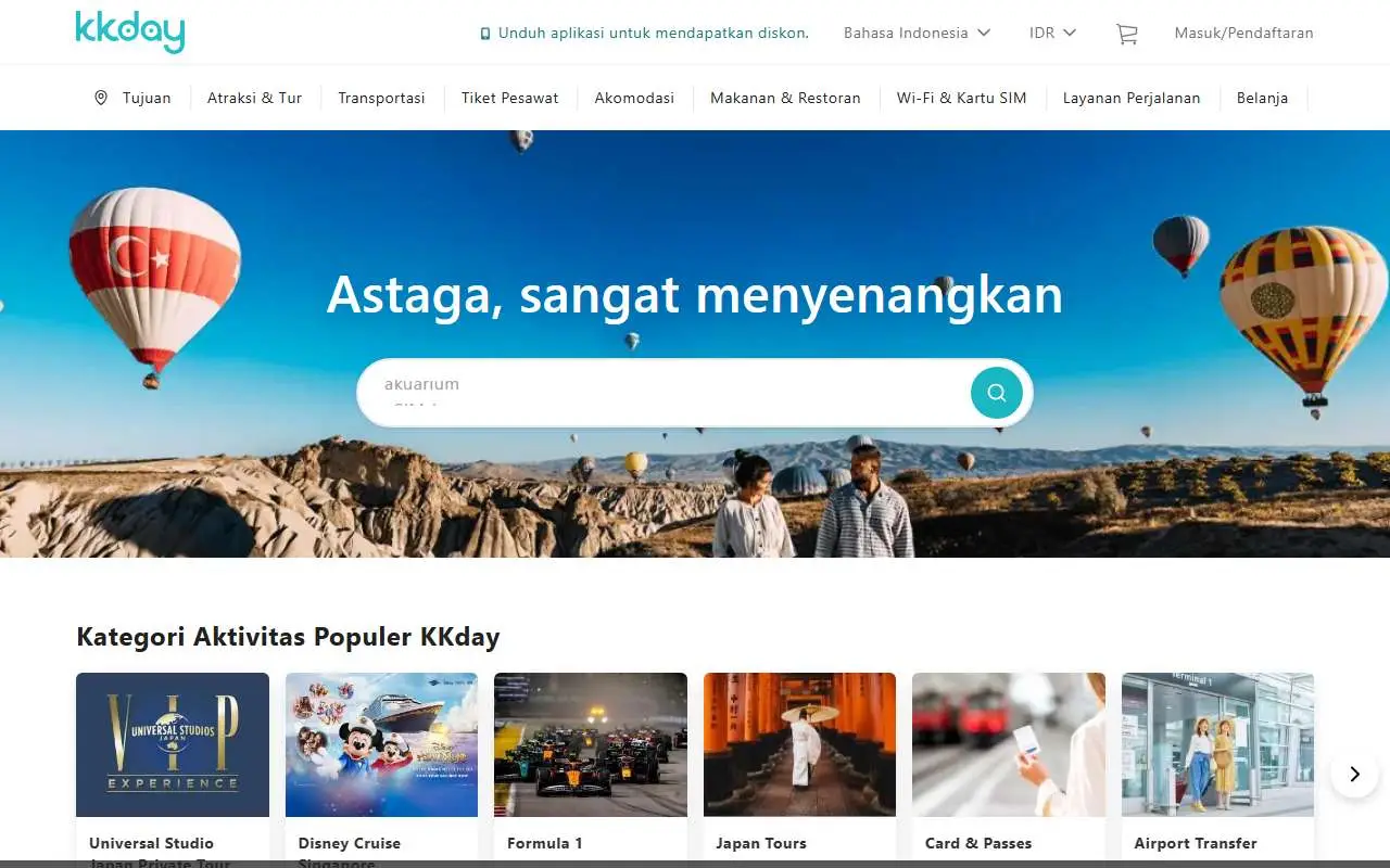 Tampilan website resmi KKday (kkday.com)