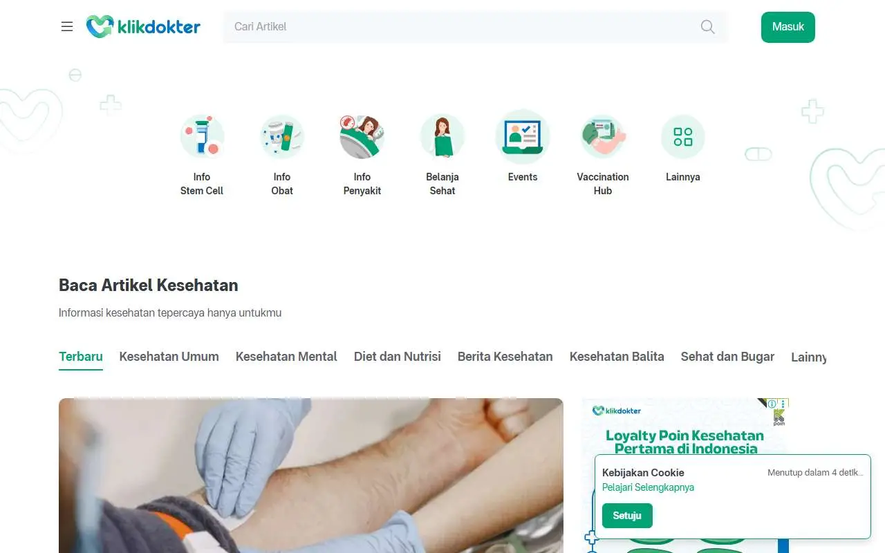 Tampilan website resmi KlikDokter (klikdokter.com)