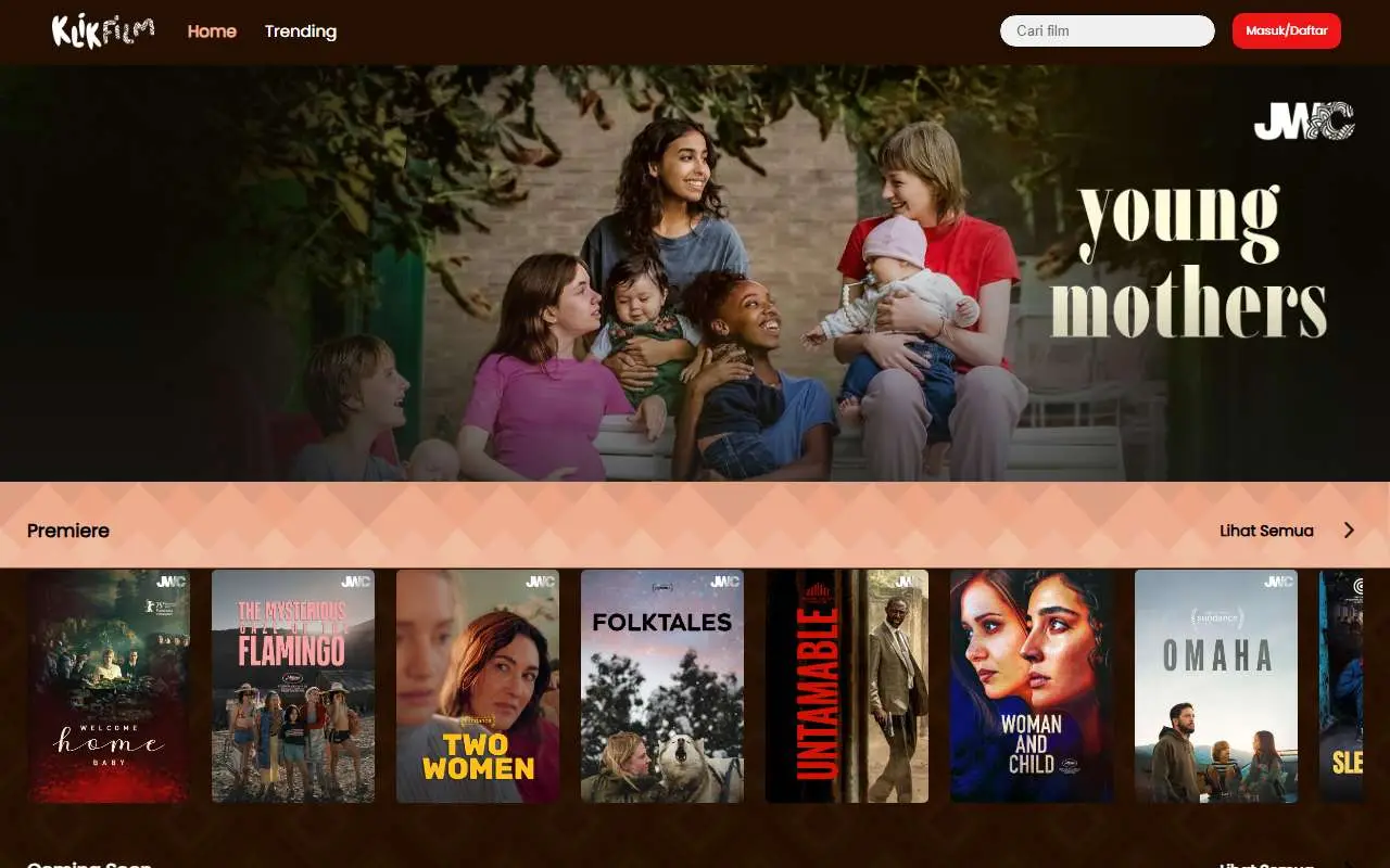 Tampilan website resmi KlikFilm (klikfilm.com)